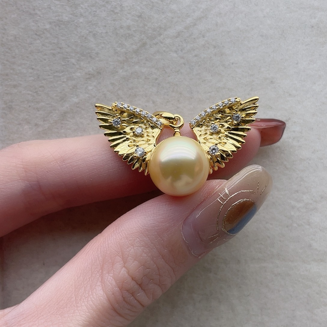 海水珍珠吊坠145银S925镶嵌