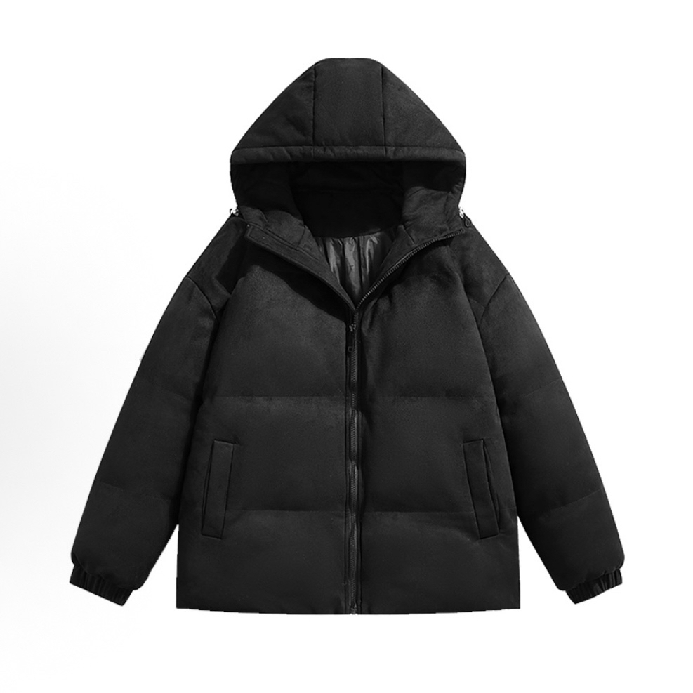 大星星- -麂皮绒棉衣外套男冬季美式加绒加厚连帽保暖棉袄冬装