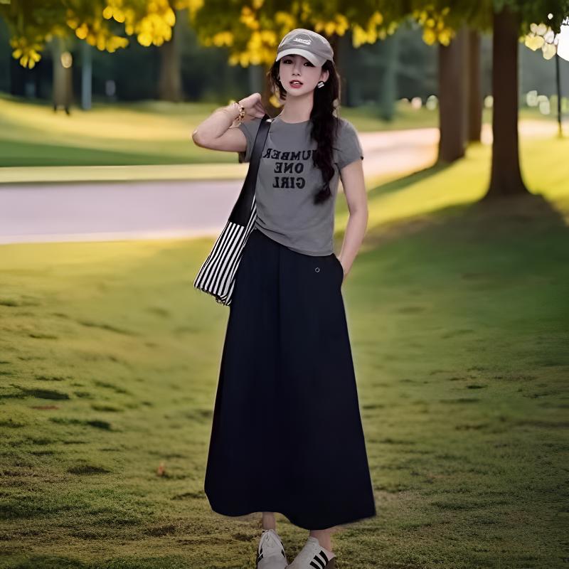 夏季减龄百搭印花T恤时尚气质休闲早秋套装女2025新款爆款洋气