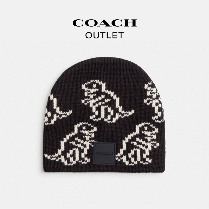 【新品】COACH/蔻驰奥莱 恐龙印花针织比尼帽