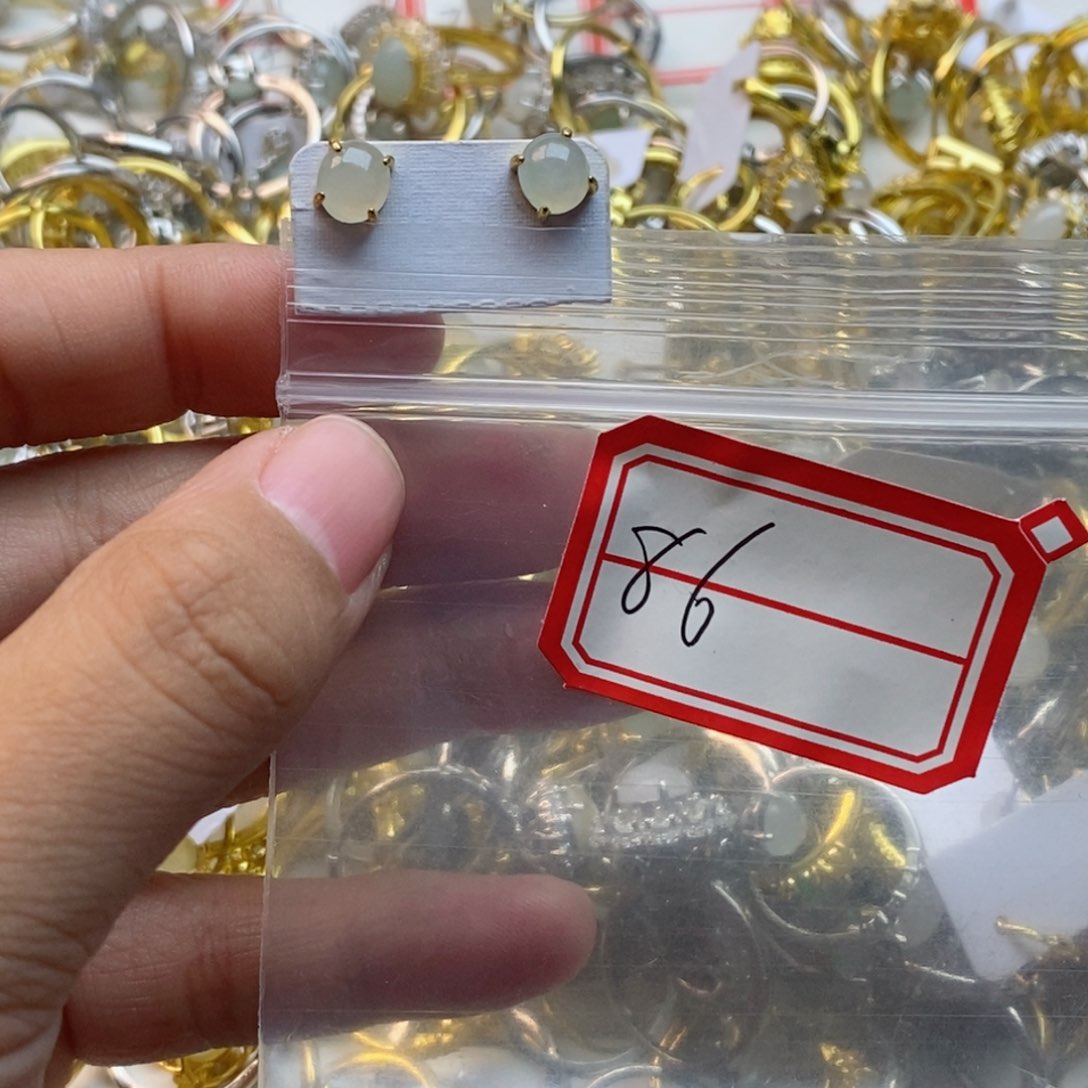 翡翠戒指银S925镶嵌翡翠首饰