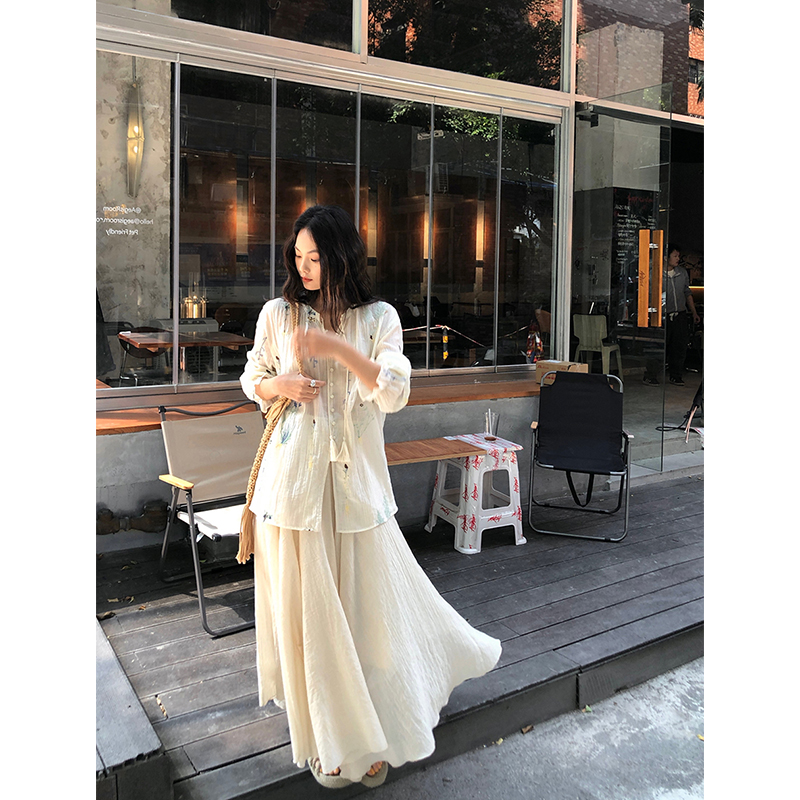 任小艺 新品 3米大摆量！绝世好版型棉纱高腰A字中长半身裙女