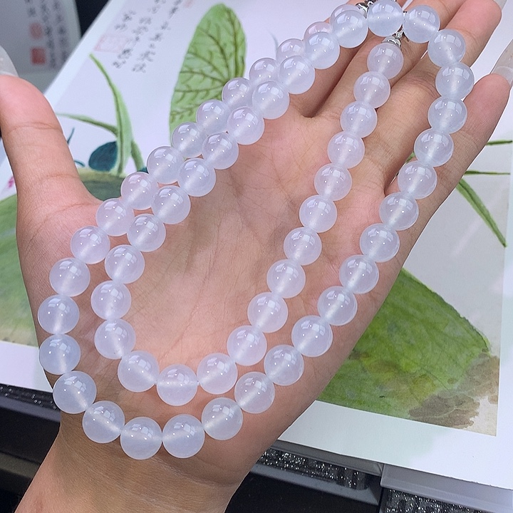 手链翡翠未镶嵌翡翠冰种白月光项链卡10