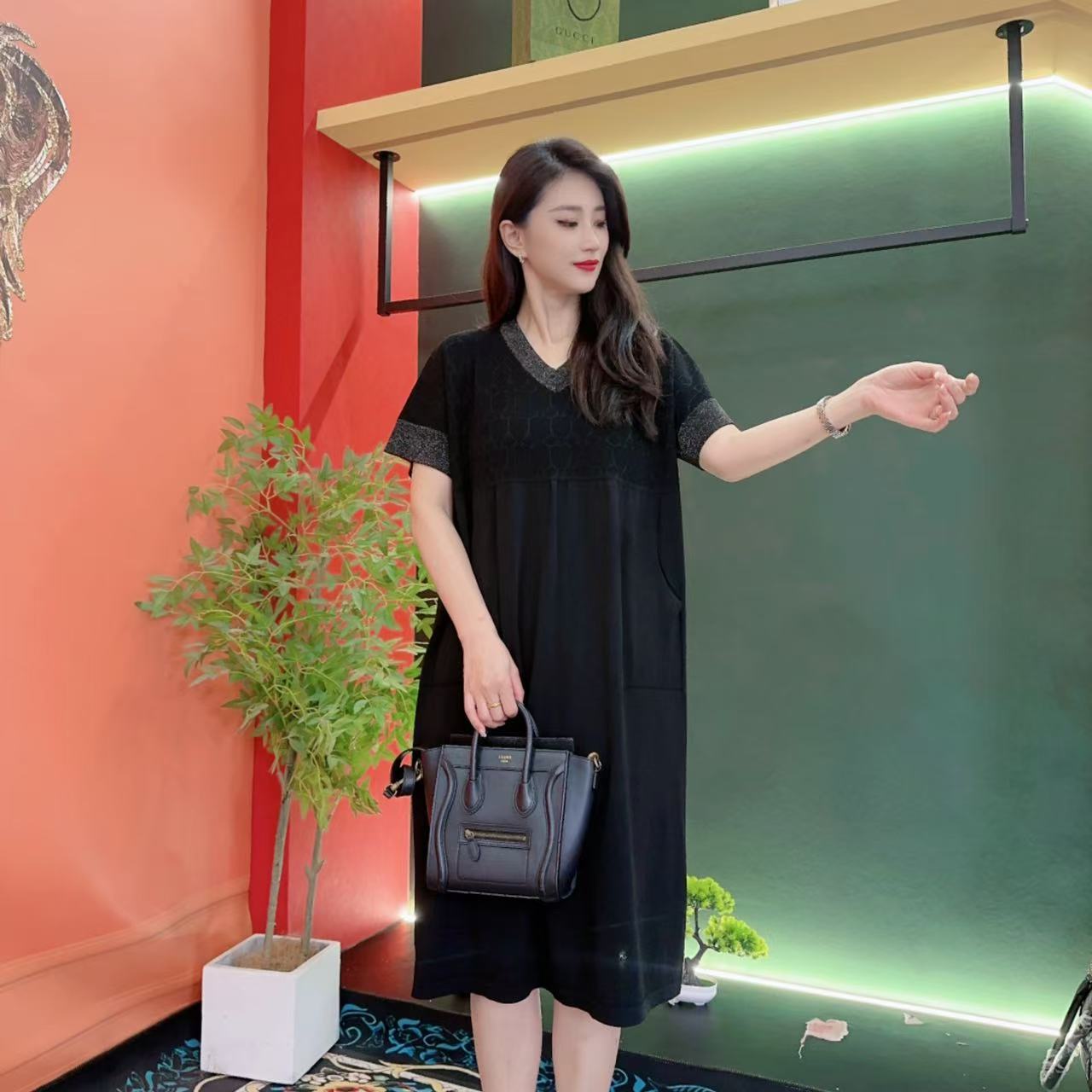6663 多金大码气质减龄长款A字裙子夏季新款女装设计感连衣裙女