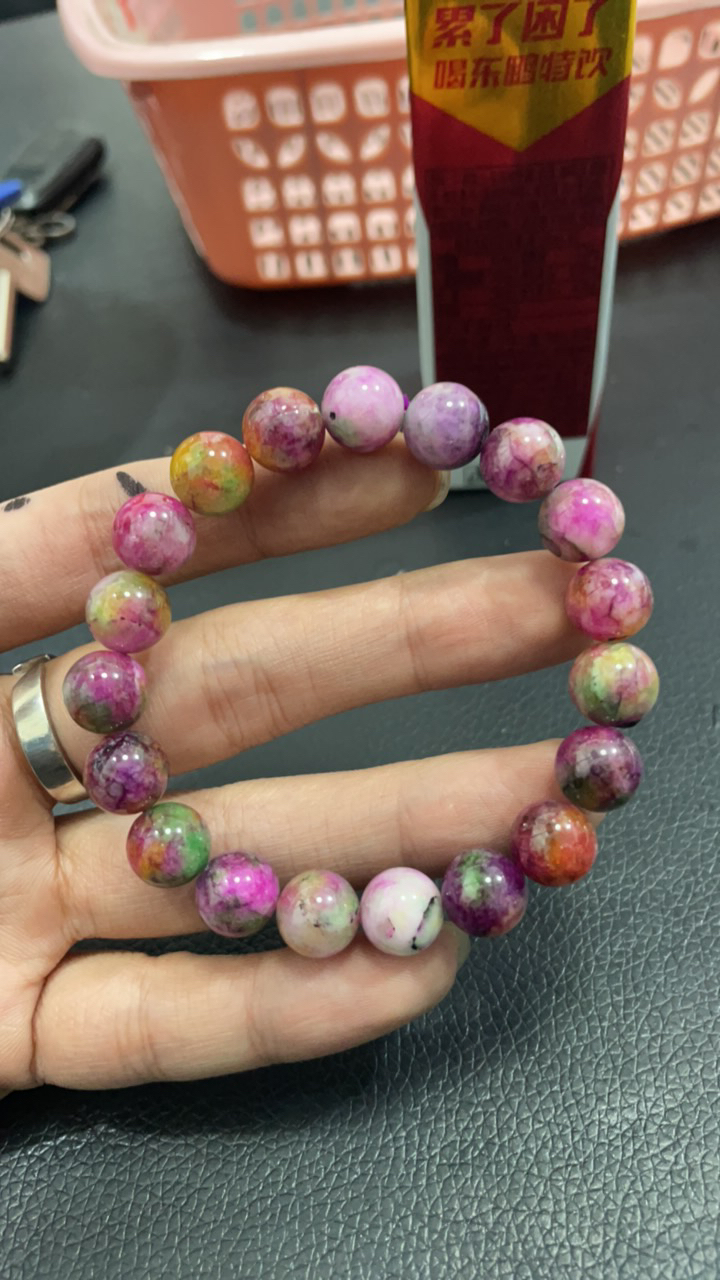 A 34  玫红七彩手串