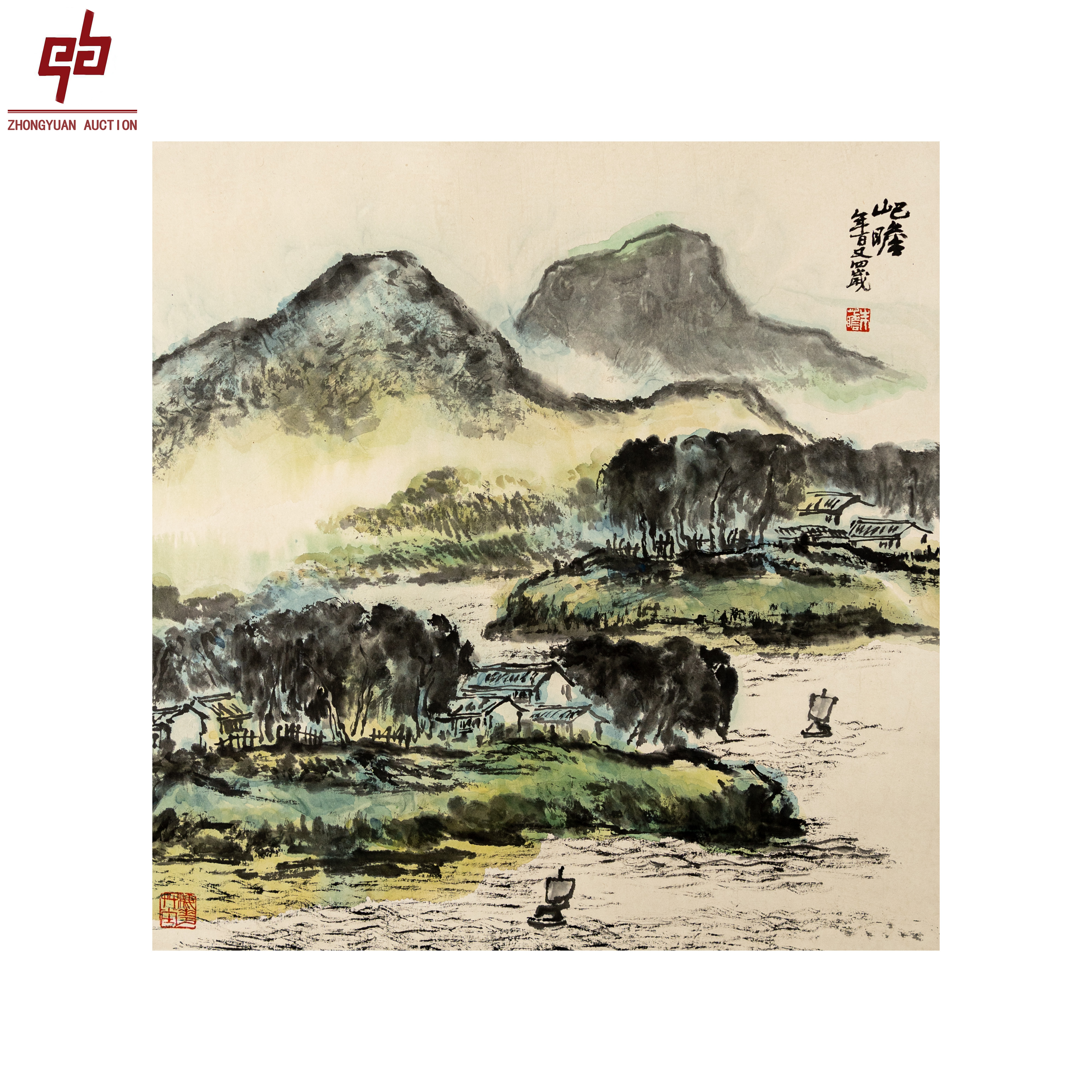 "lot2134 朱屺瞻 山水 片 67cm*67cm约4.0平尺"