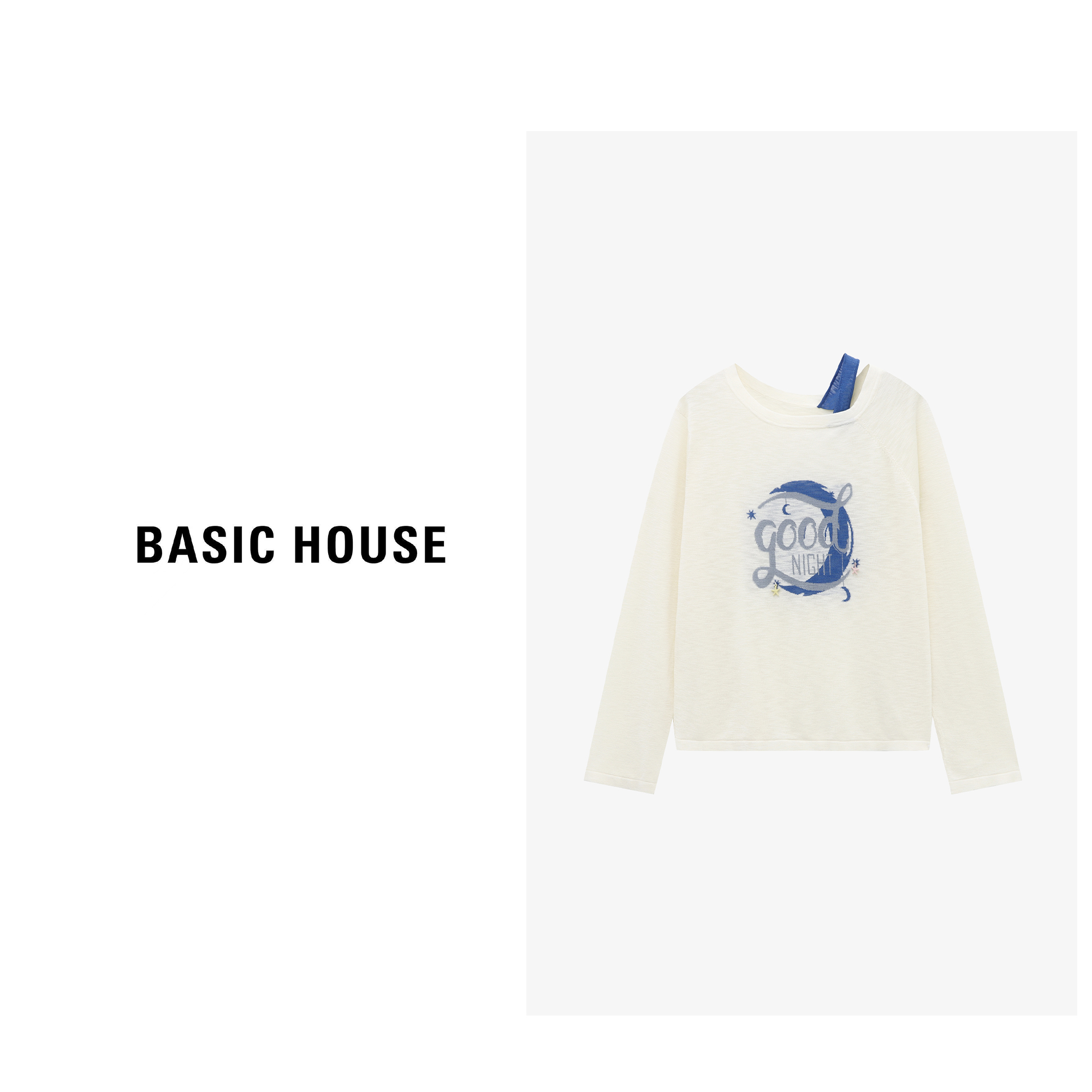 Basic House/百家好秋季休闲百搭宽松长袖针织衫女-B0625B5HET2