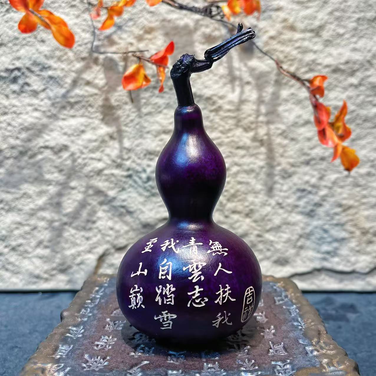 非遗大漆手工雕刻天然葫芦文玩福禄摆件天然