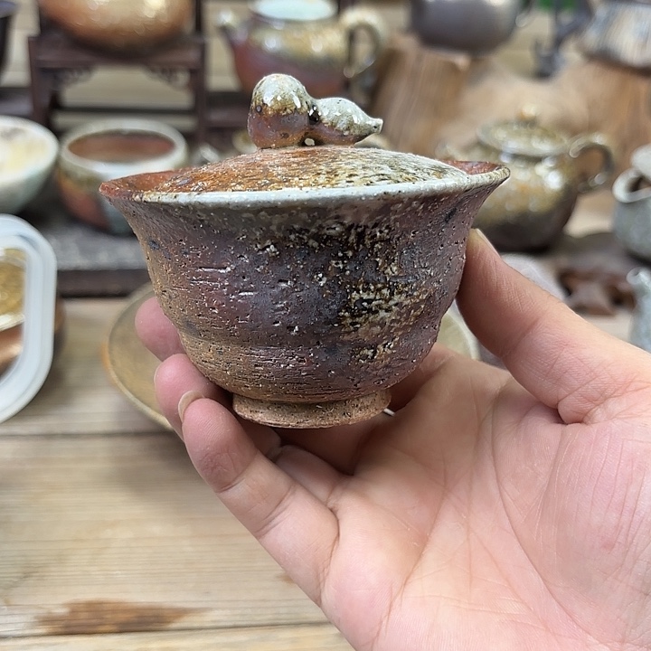 柴烧葫芦盖碗 微瑕 柴烧清仓福利