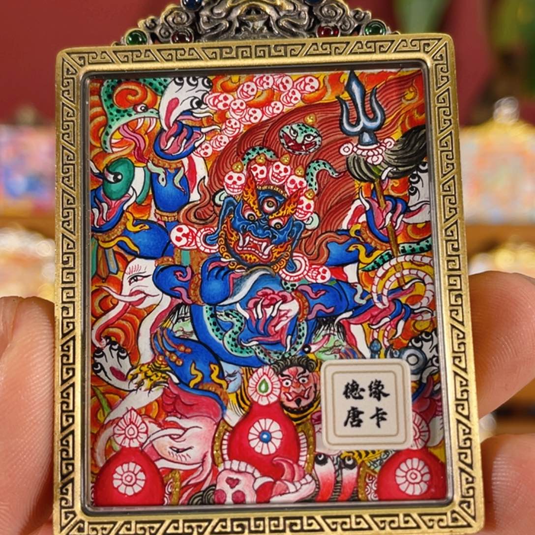 吊坠热贡大黑天小唐卡唐卡