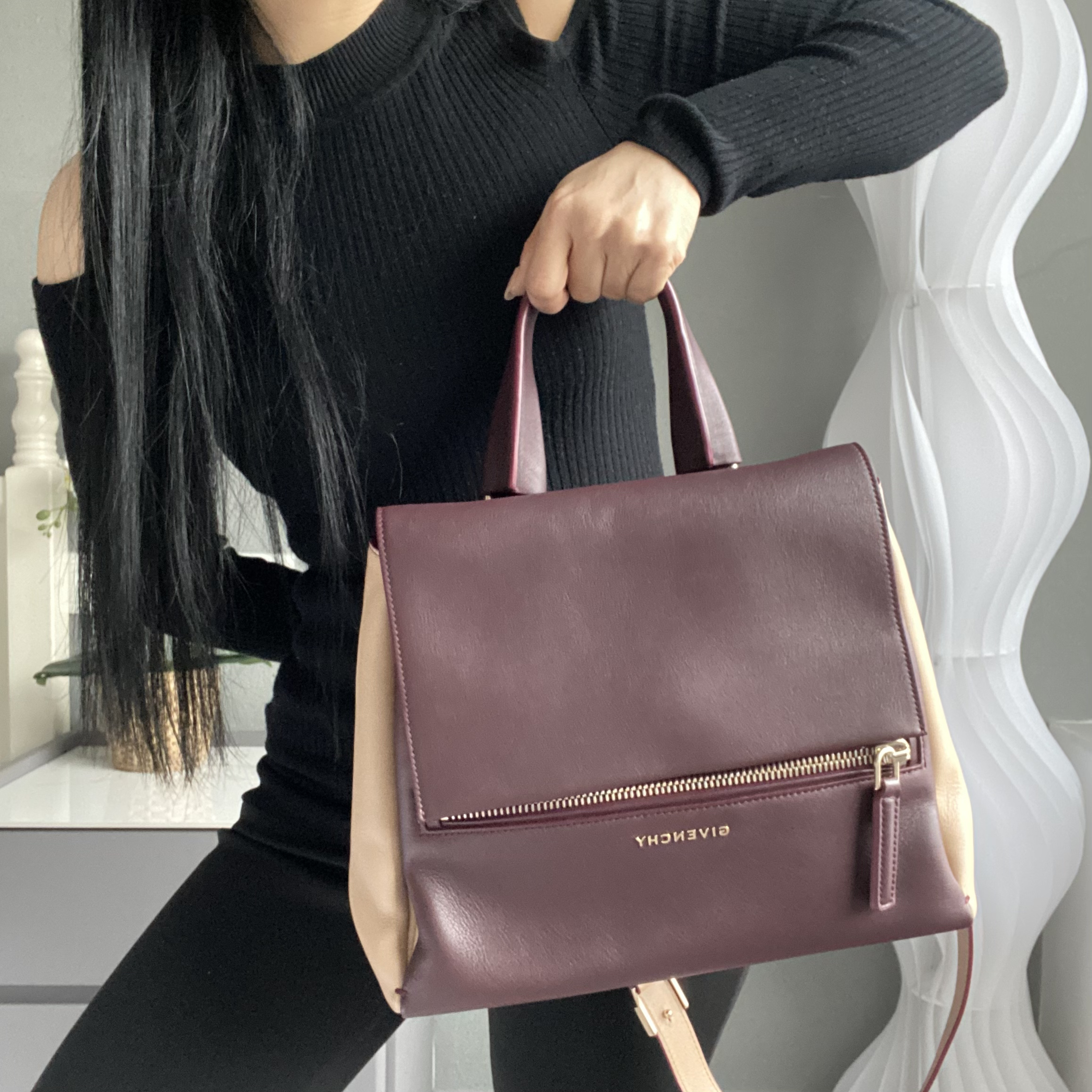 95新 Givenchy/纪梵希 【可】 拼色潘多拉邮差斜挎手提包00 1222