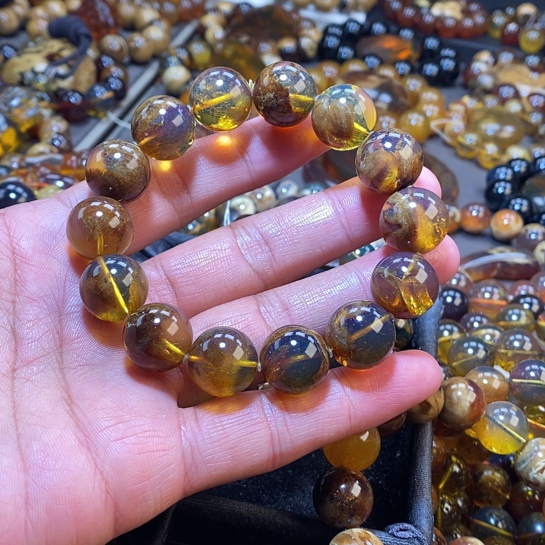 云***水琥珀未镶嵌手链天然缅甸琥珀蜜蜡
