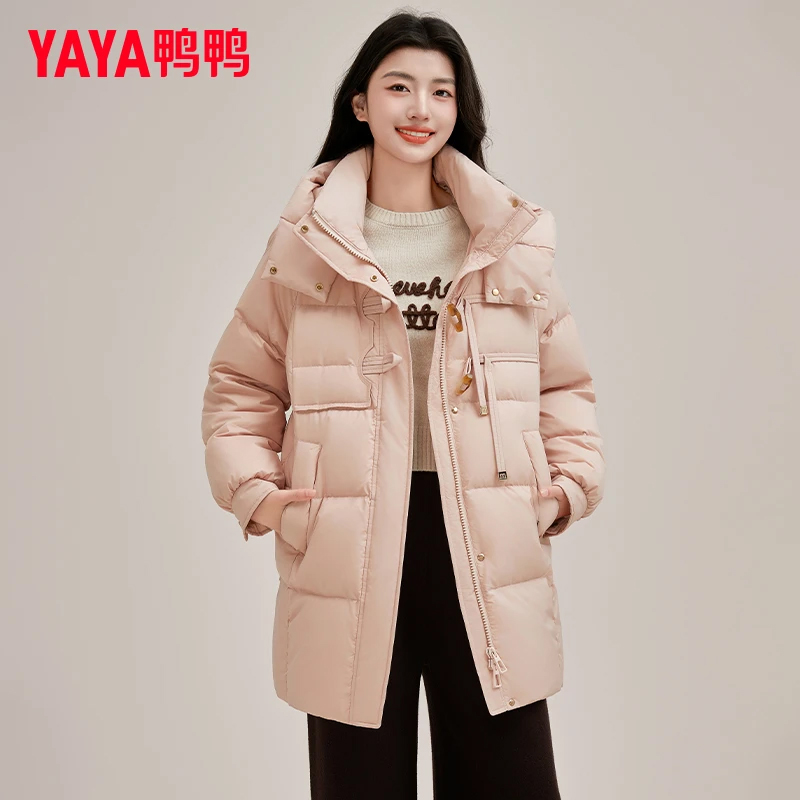/鸭鸭羽绒服女中长款冬季新款时尚精致流行加厚