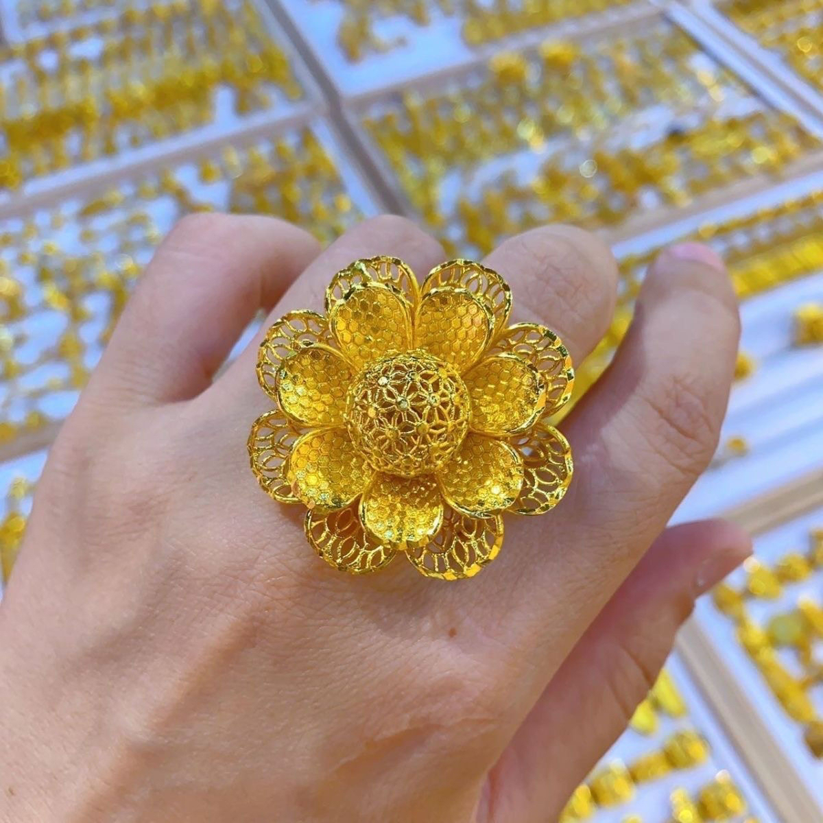 铜合金戒指 不掉色DANA大向日葵戒指