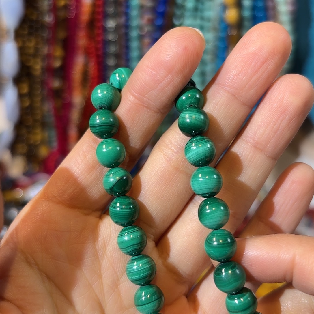 玛瑙/玉髓银S925镀金镶嵌珠宝半成品孔雀石卡8一条