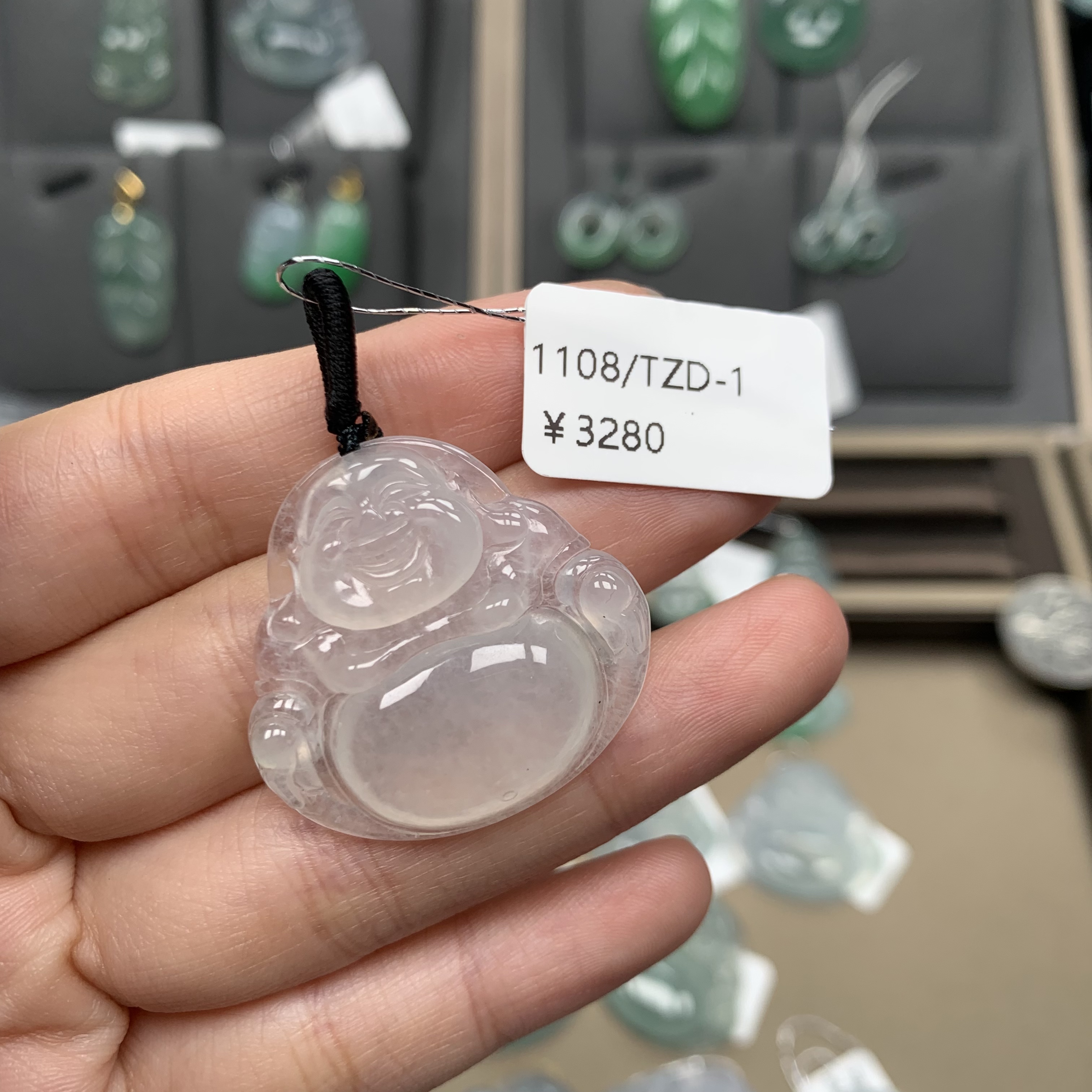 天然翡翠佛公挂件 29.3*30.8*5.8