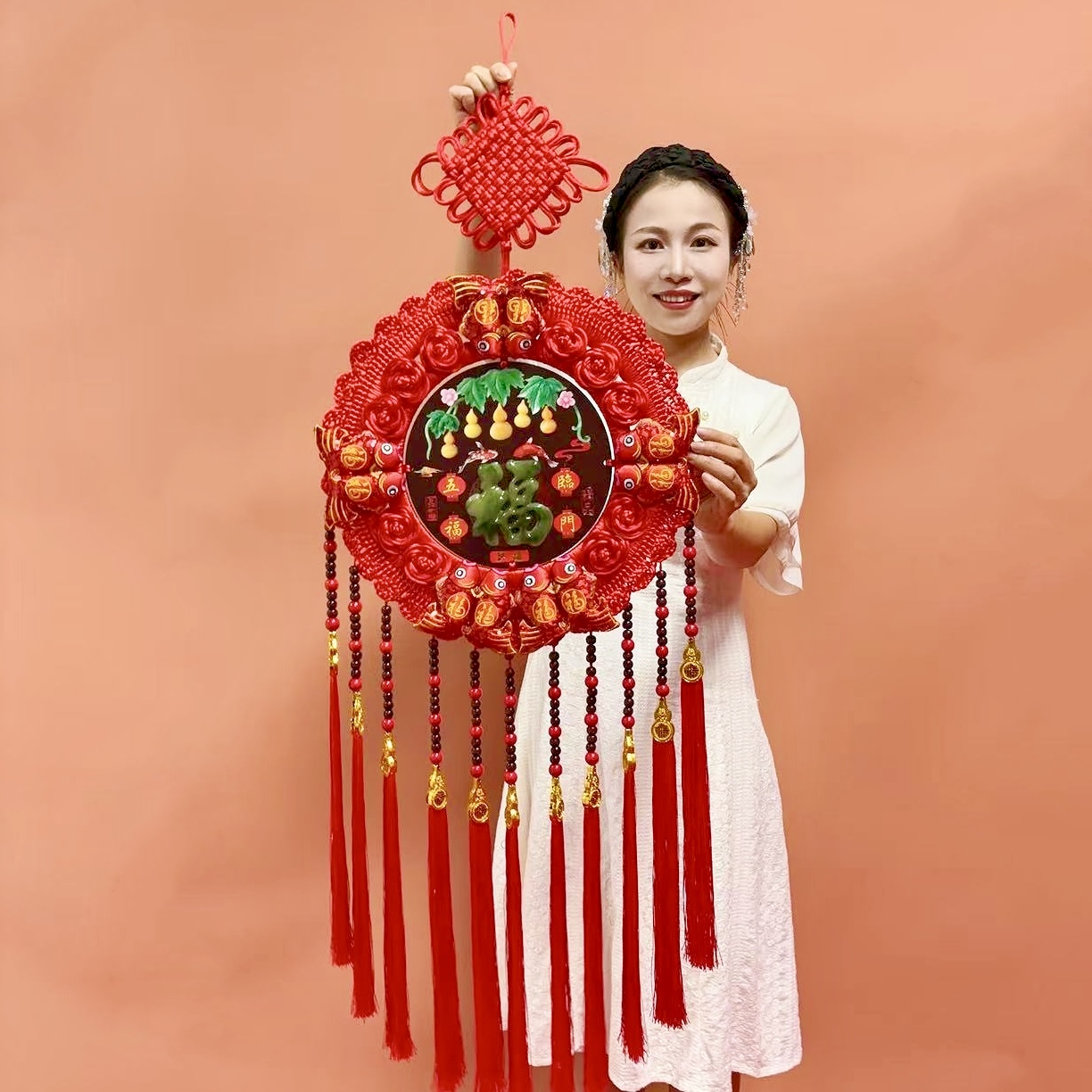 【纯手工】【仿玉太阳花】新款纯手工编织中国结百搭经典新房搬家饰品