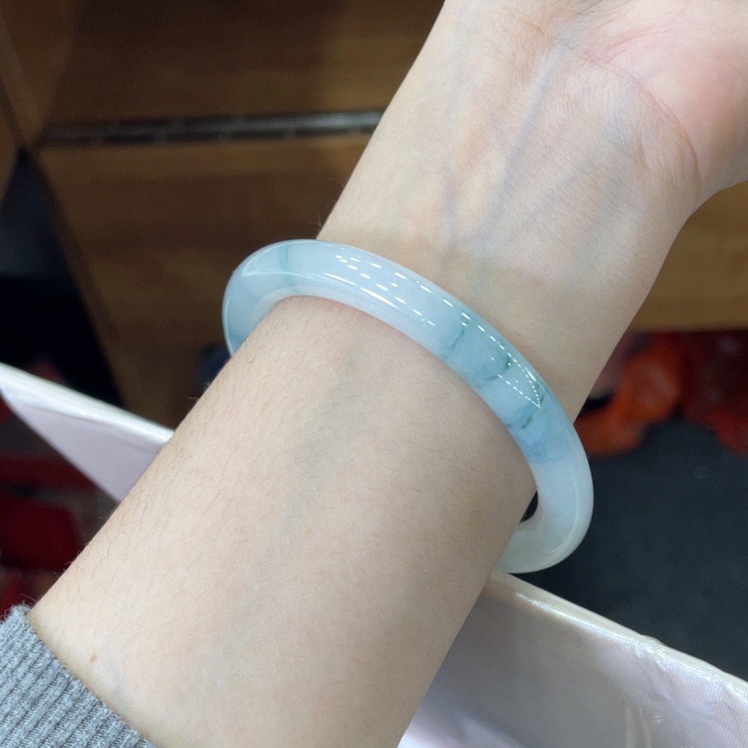 未镶嵌手镯翡翠卡53圆条江南烟雨青花瓷