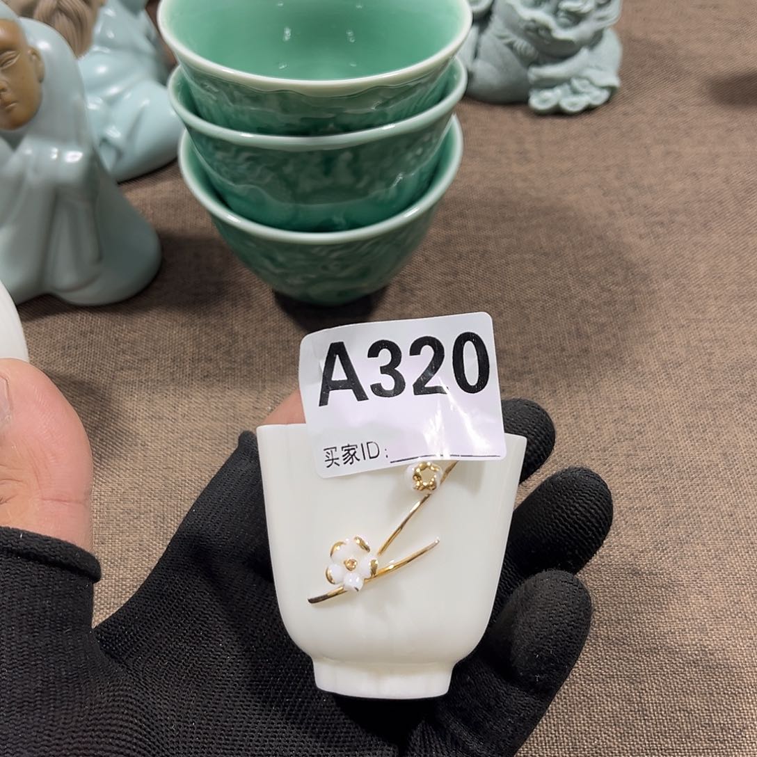 柔***草瓷片茶摆件工艺品摆件666