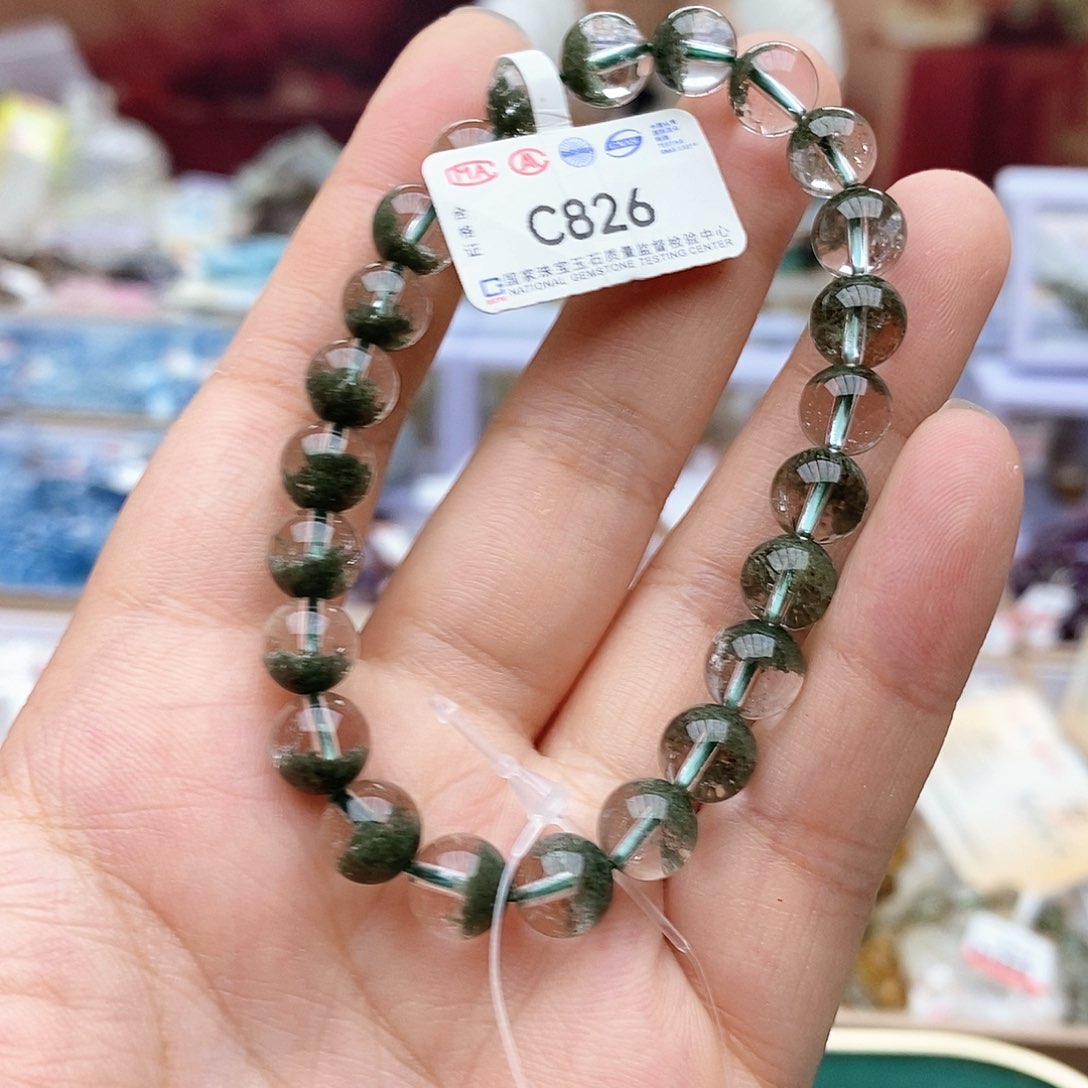 水晶手链未镶嵌C826绿幽灵8mm