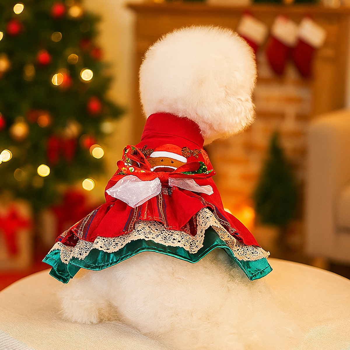 宠物衣服秋冬新款小型犬幼犬快乐狗猫保暖裙子集合雪花麋鹿圣诞裙