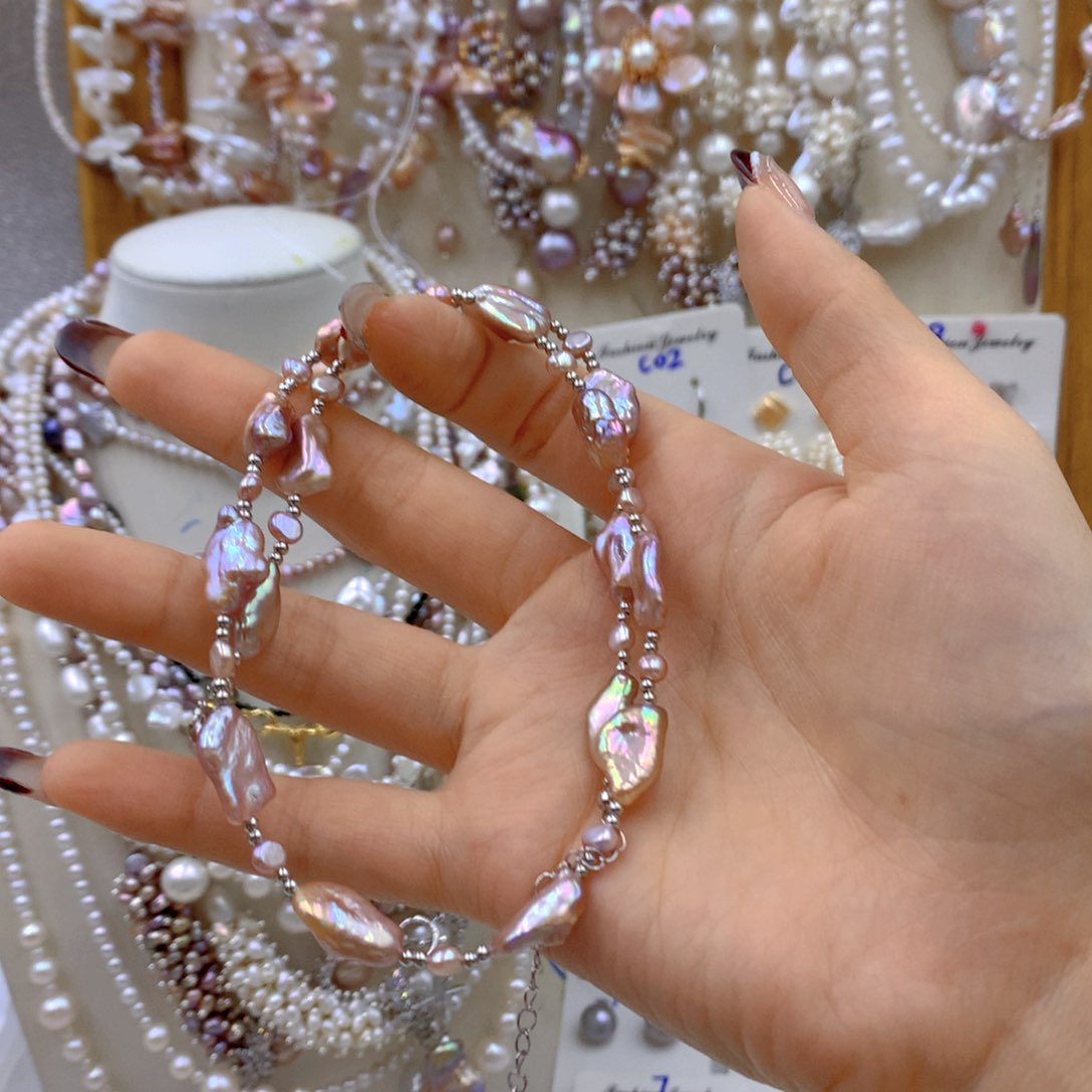 淡水珍珠耳饰银S925镶嵌星***~