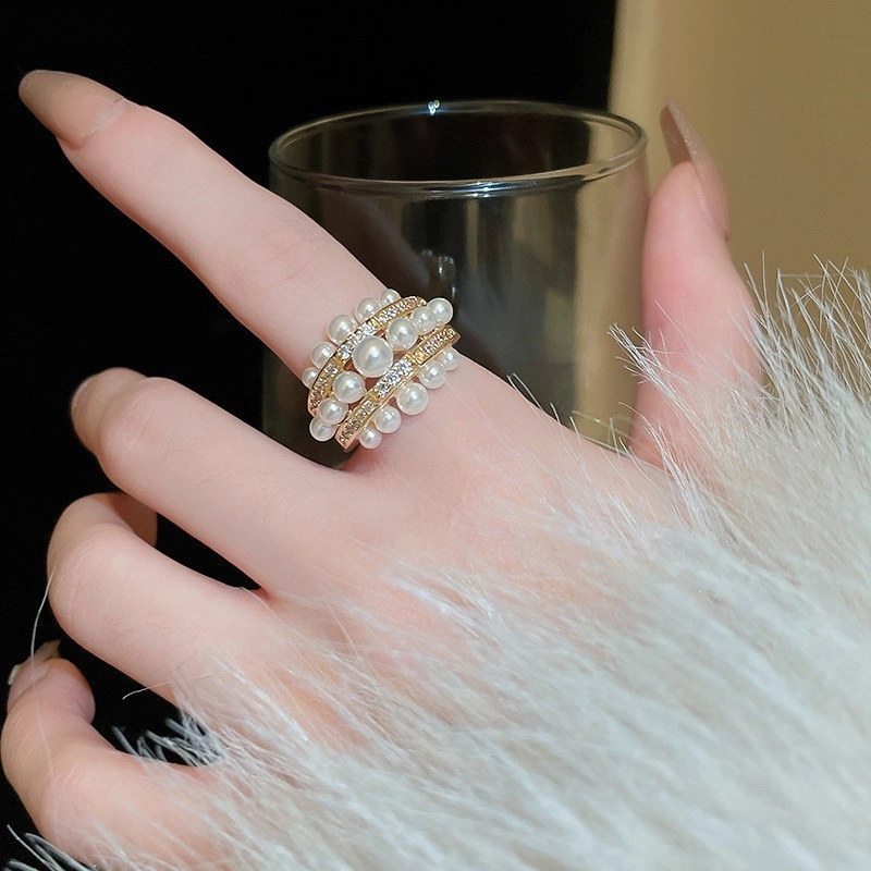 铜合金戒指 多层开口戒指法式设计感轻奢食指戒通勤高级感指环