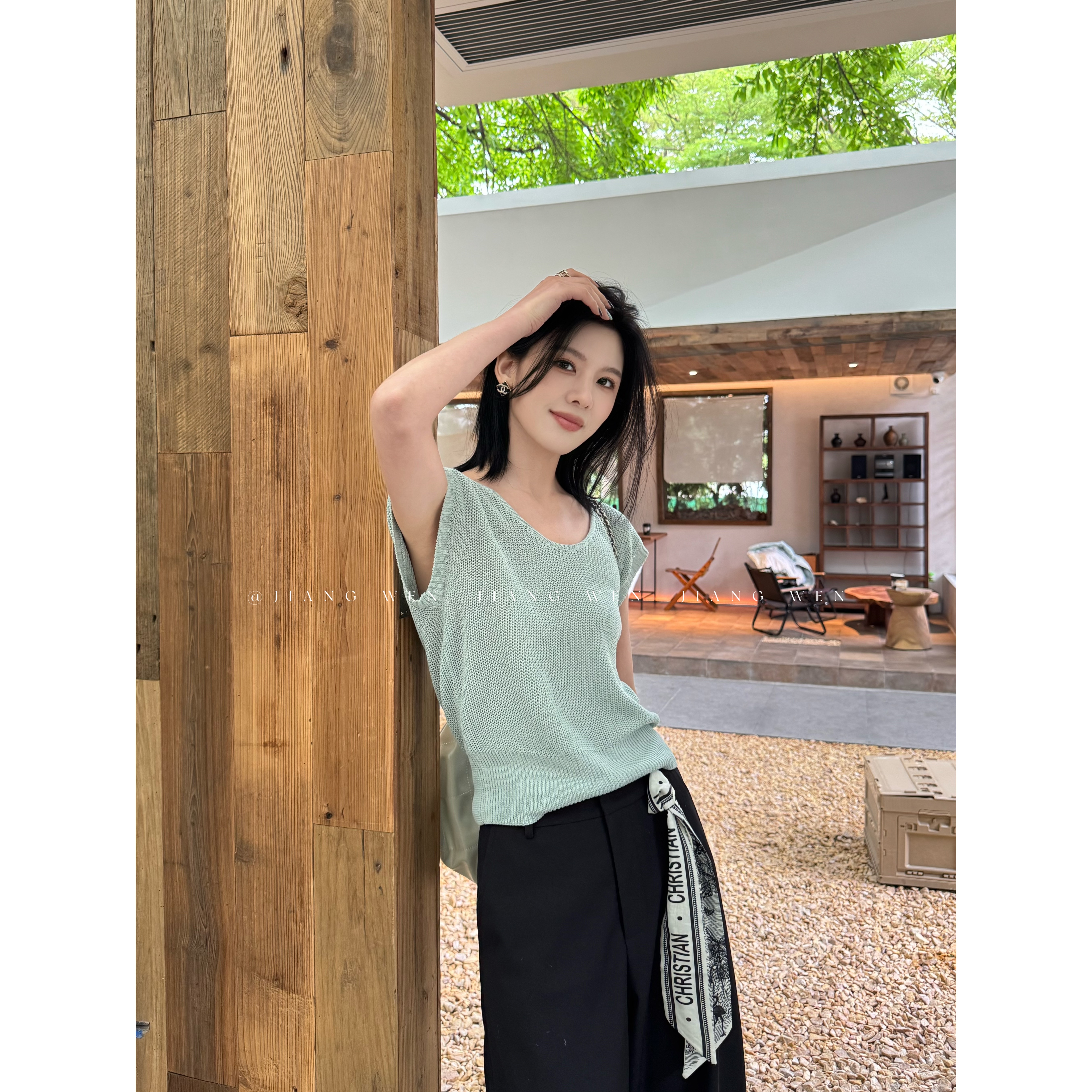 【巴洛克】亚麻针织背心女夏季薄款宽松T恤