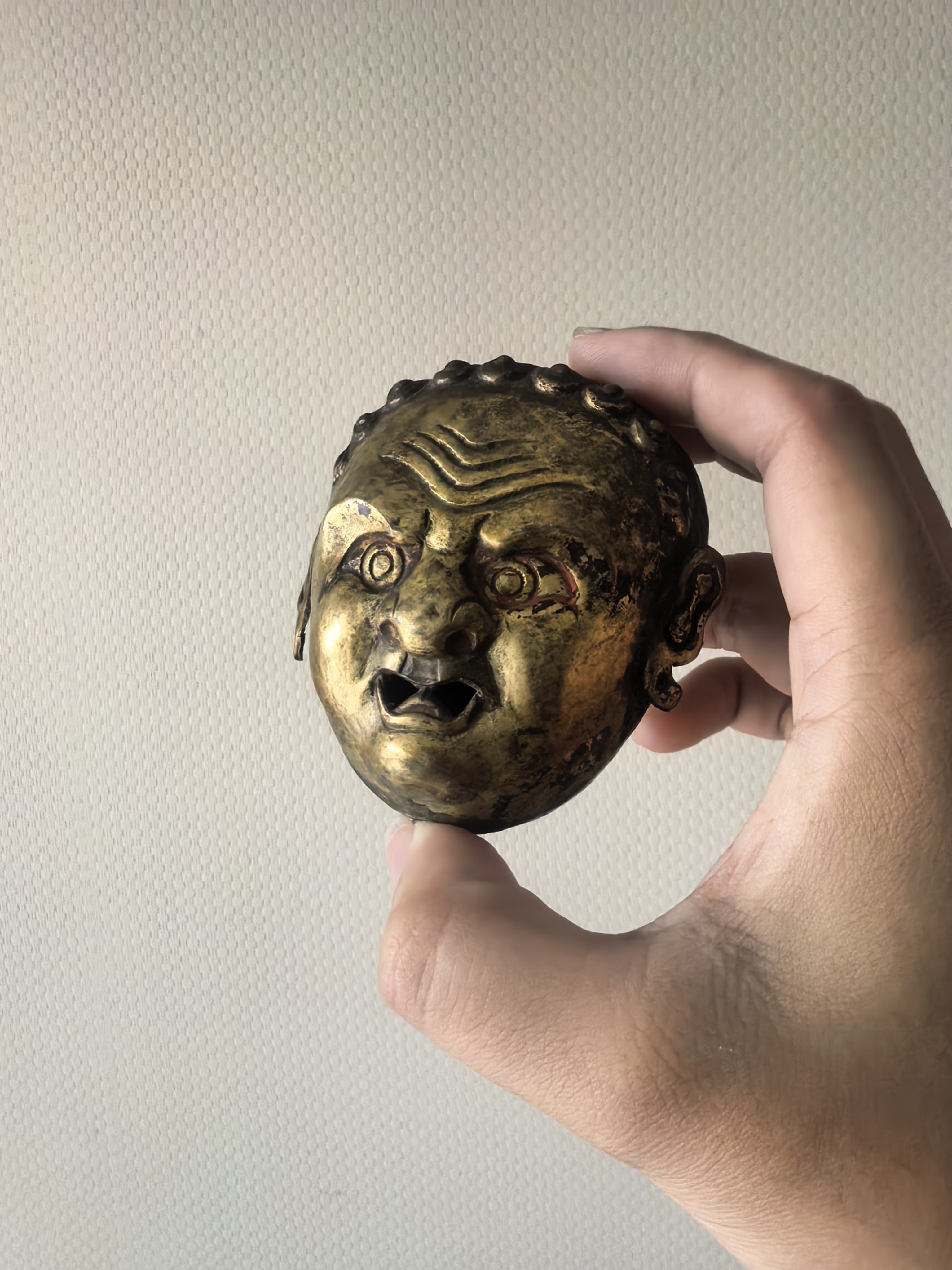 藏传 佛首 铜器 手工錾刻