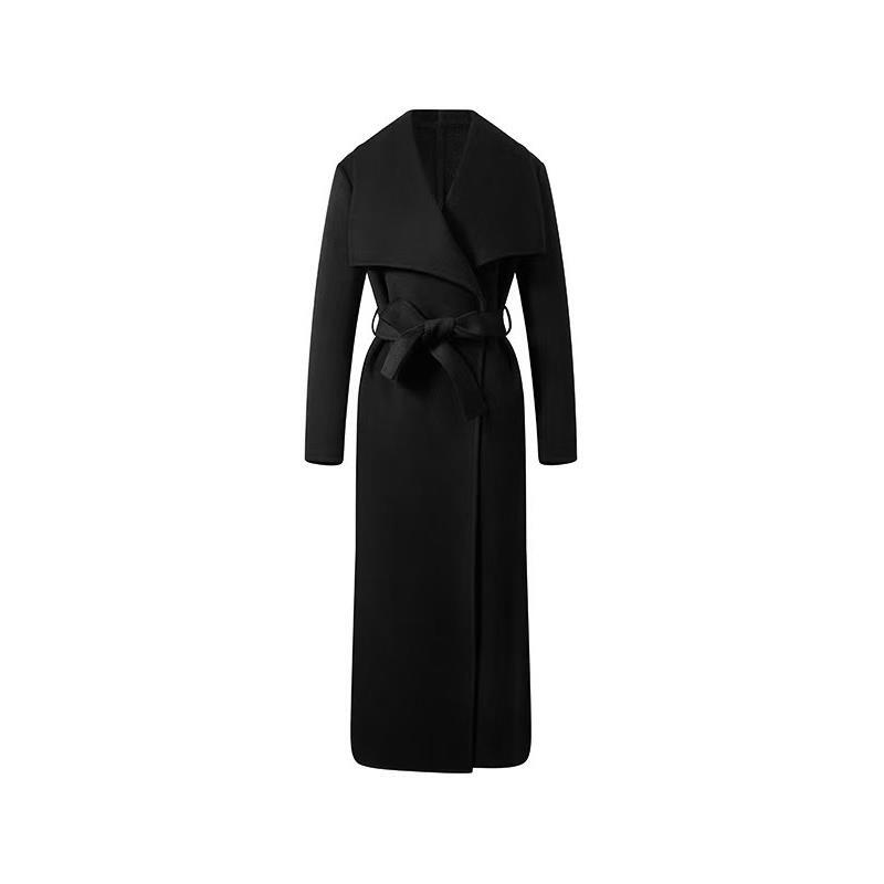 【刘彤推荐】易一  羊绒大翻领系腰长大衣25W1361