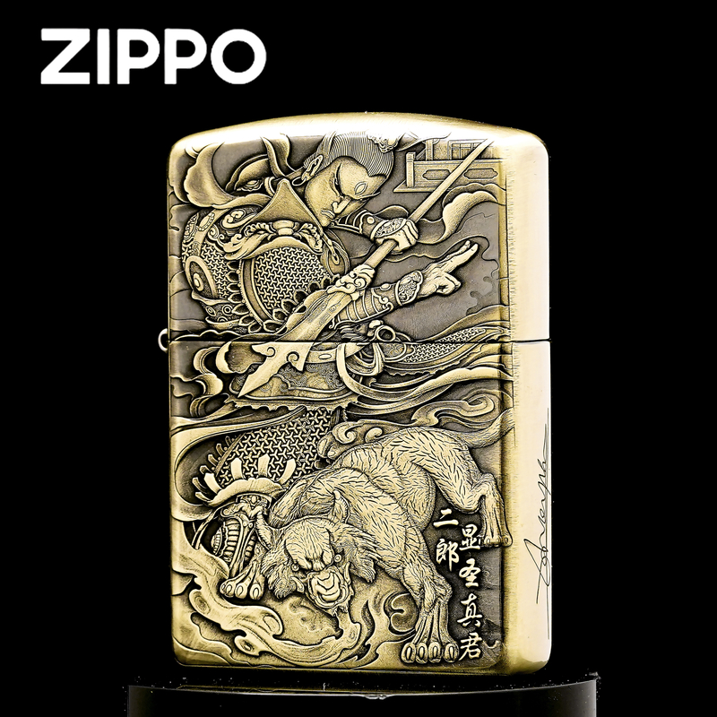ZIPPO正品打火机/法相天地-二郎神黄铜盔甲雕刻DY9902FD【阿明1