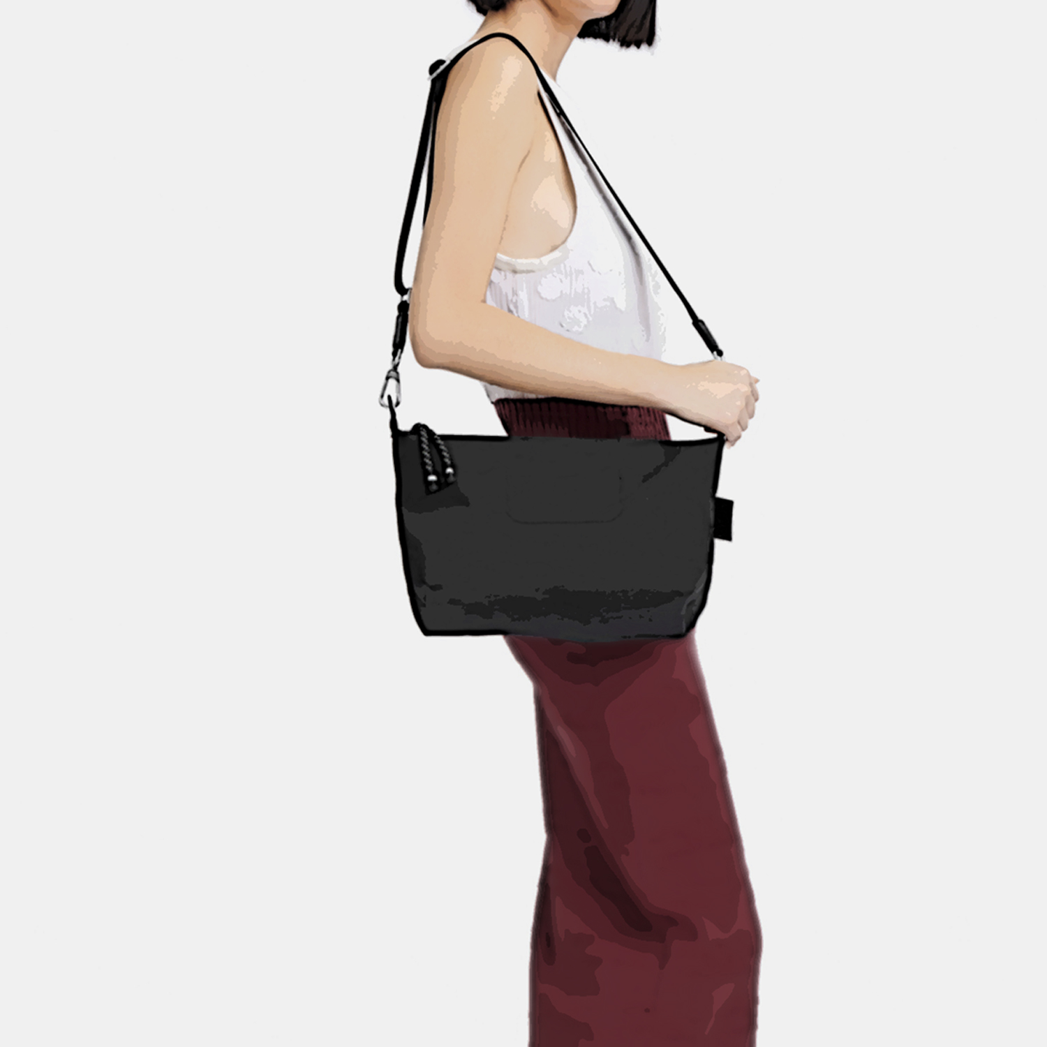 瑜伽包拉链运动风女士男士单肩包邮差包休闲包黑色简约