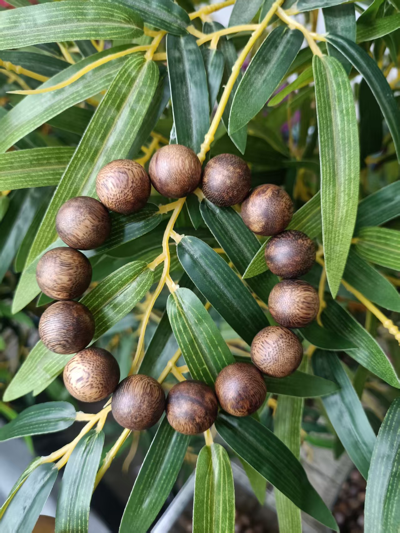 沉香莺歌绿棋楠圆珠单圈手串，规格：16mm,克重：23克（多样性发一条）