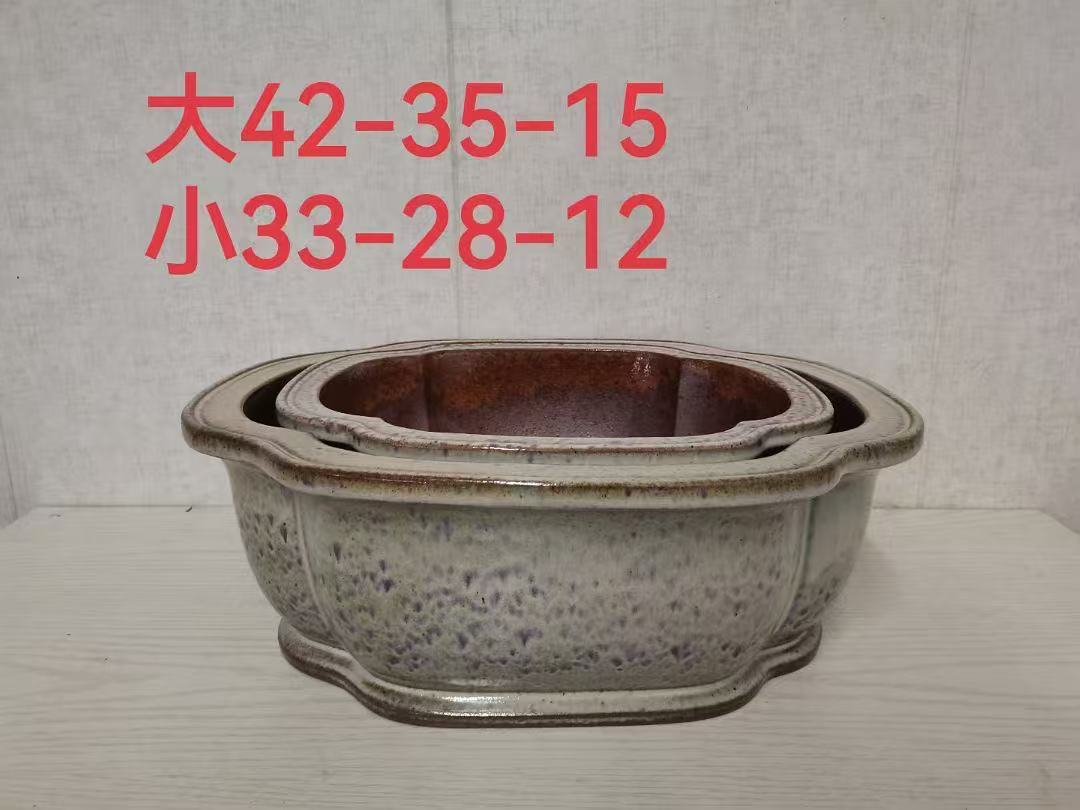 【储小伟花盆】42-33高温白釉小海棠