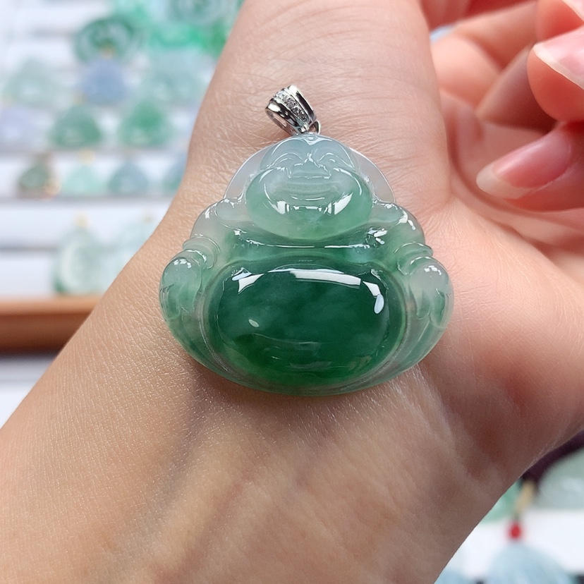 【闪购商品】翡翠吊坠(赠链)18K金镶嵌