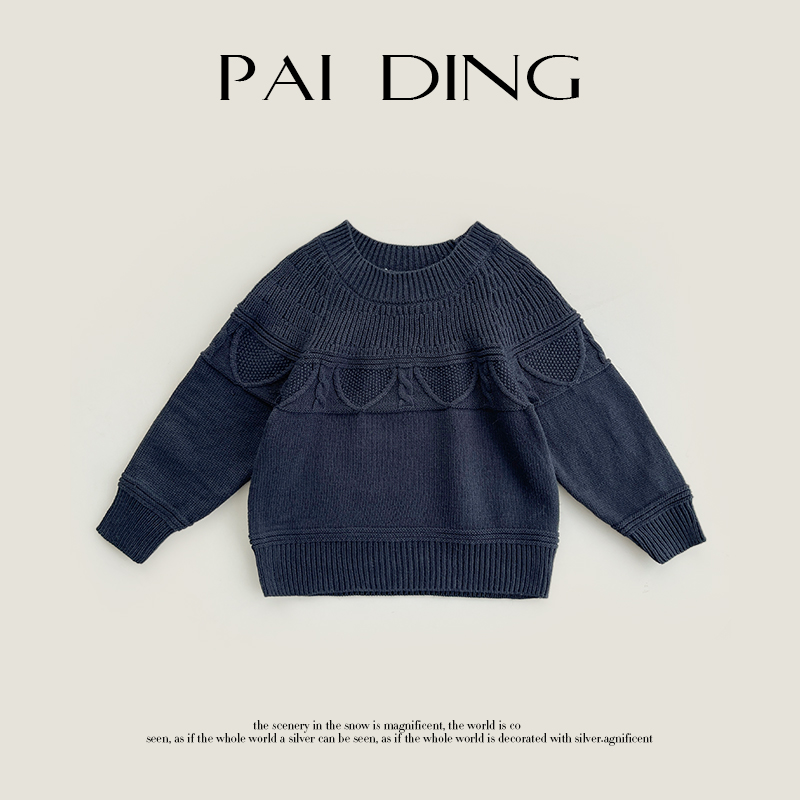 【小首尔】现货-qc8春秋装儿童韩版休闲宽松圆领套头毛衣HDK3812