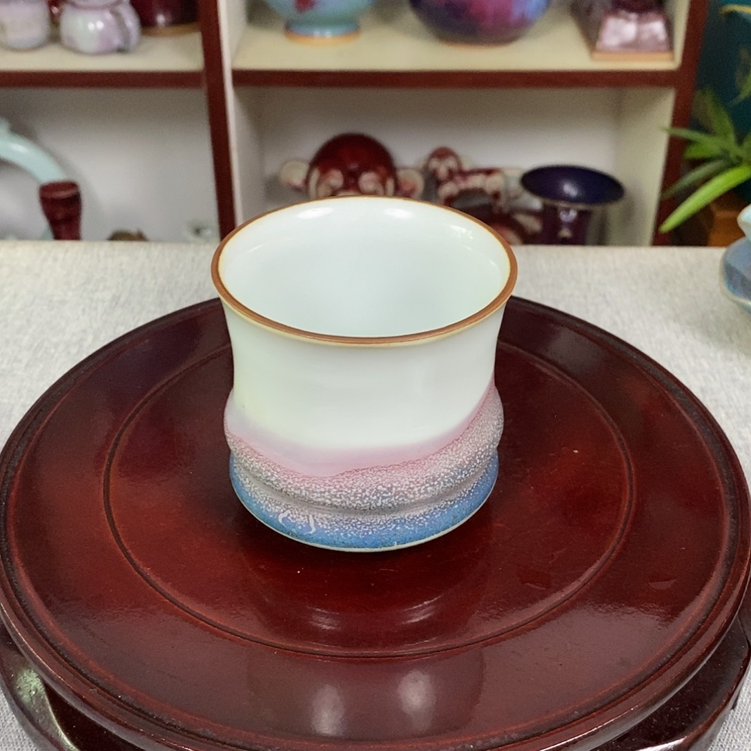 杯钧瓷主人杯高温窑变竹节杯