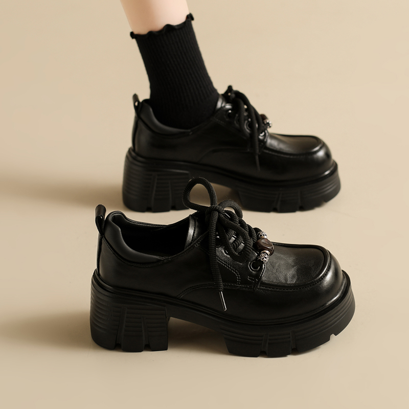 7cm增高厚底乐福鞋女款2025秋冬新款爆款加绒小皮鞋小个子女鞋子