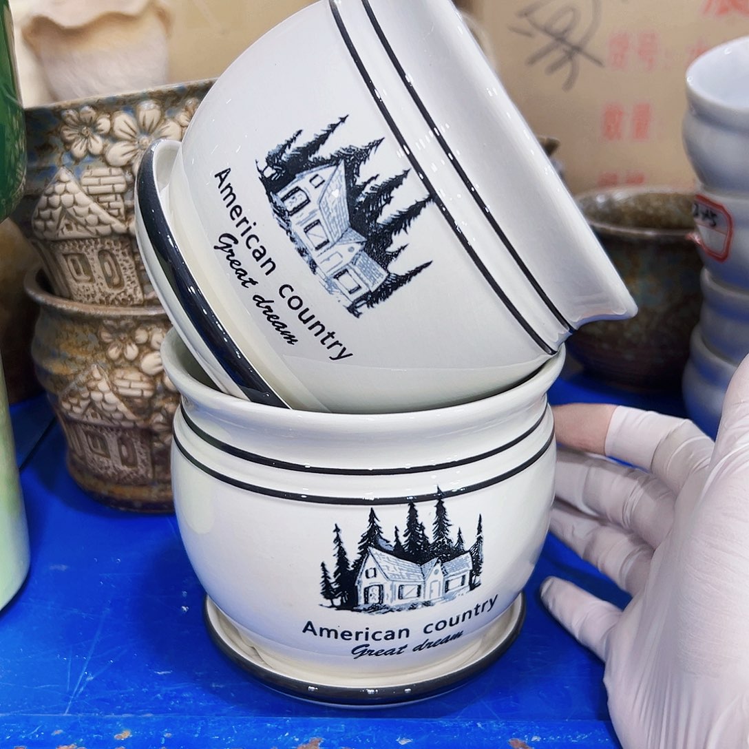 有孔外贸尾单陶瓷花盆凑单10米包邮