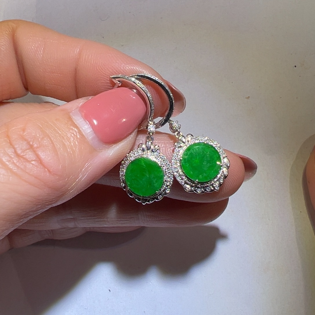 翡翠颈饰18K金镶嵌耳环