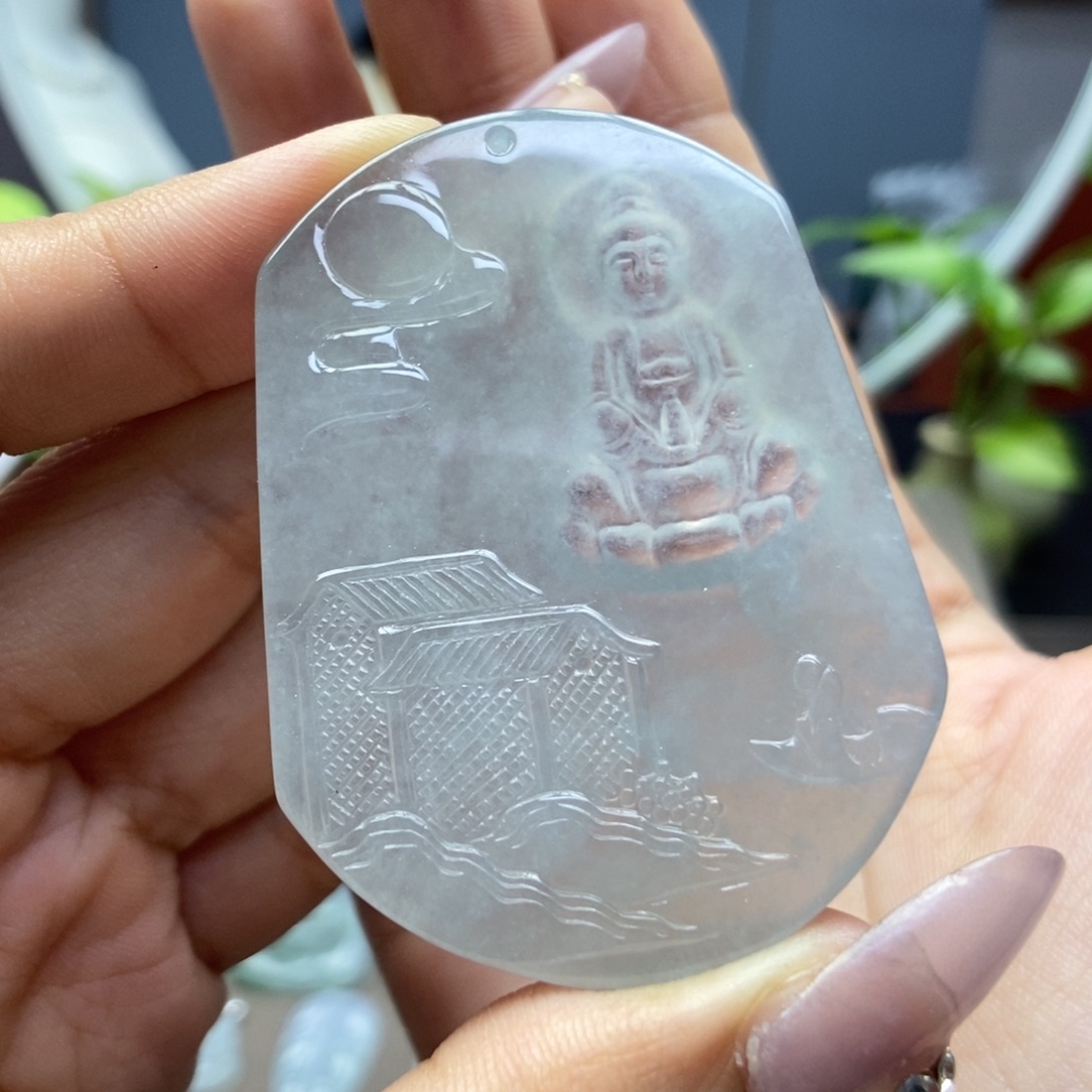 翡翠颈饰未镶嵌吊坠山水