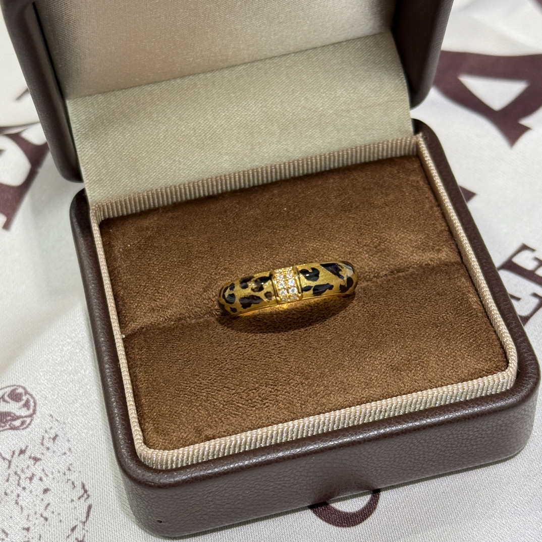 足金999点钻豹纹戒指戒指送女生圣诞礼物