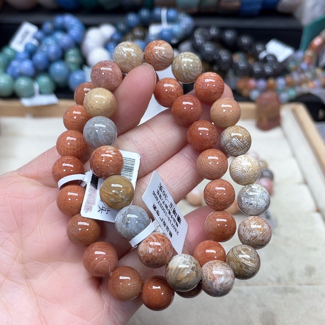 硅化珊瑚（珊瑚玉）手链未镶嵌容*儿445