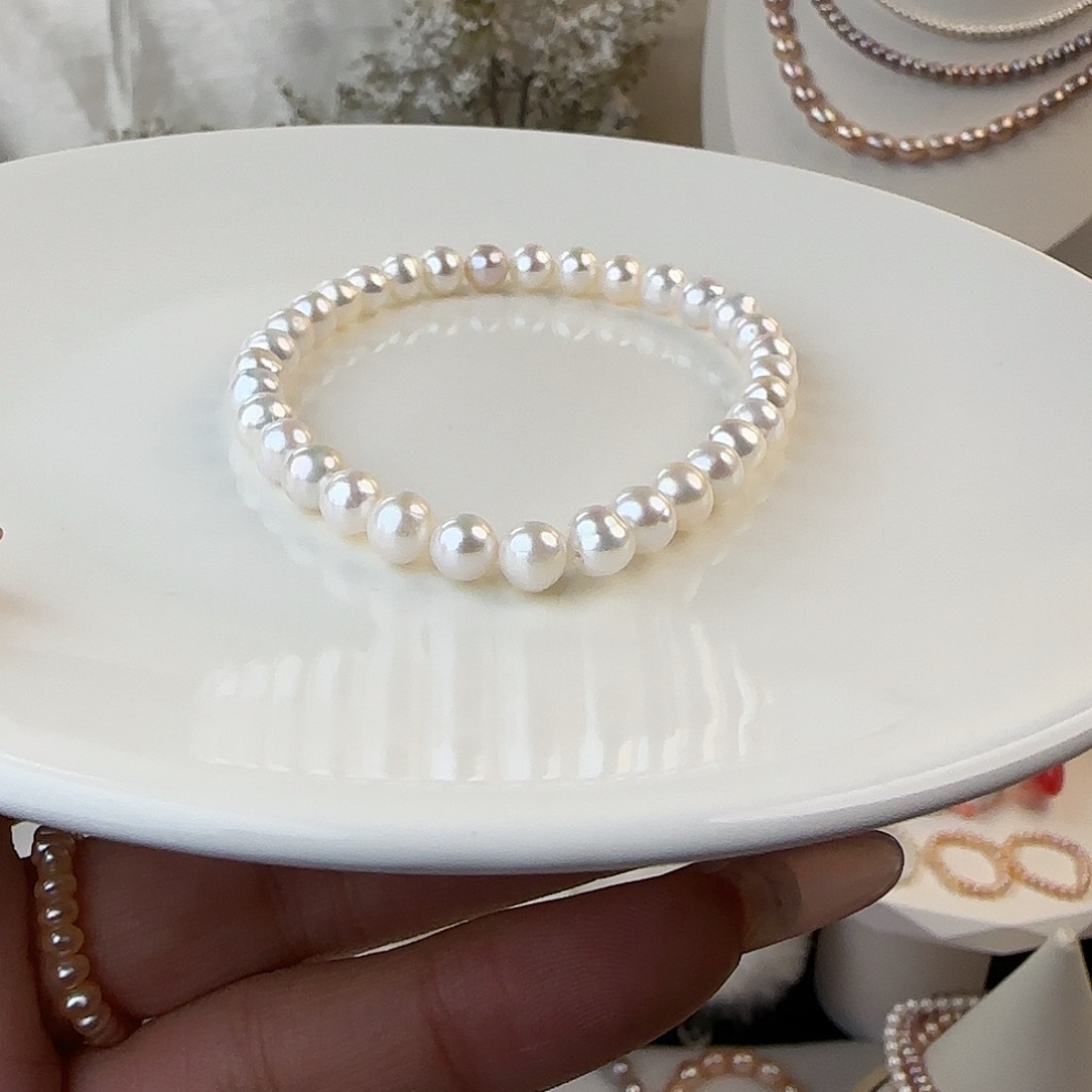 淡水珍珠未镶嵌手绳5-6mm微瑕