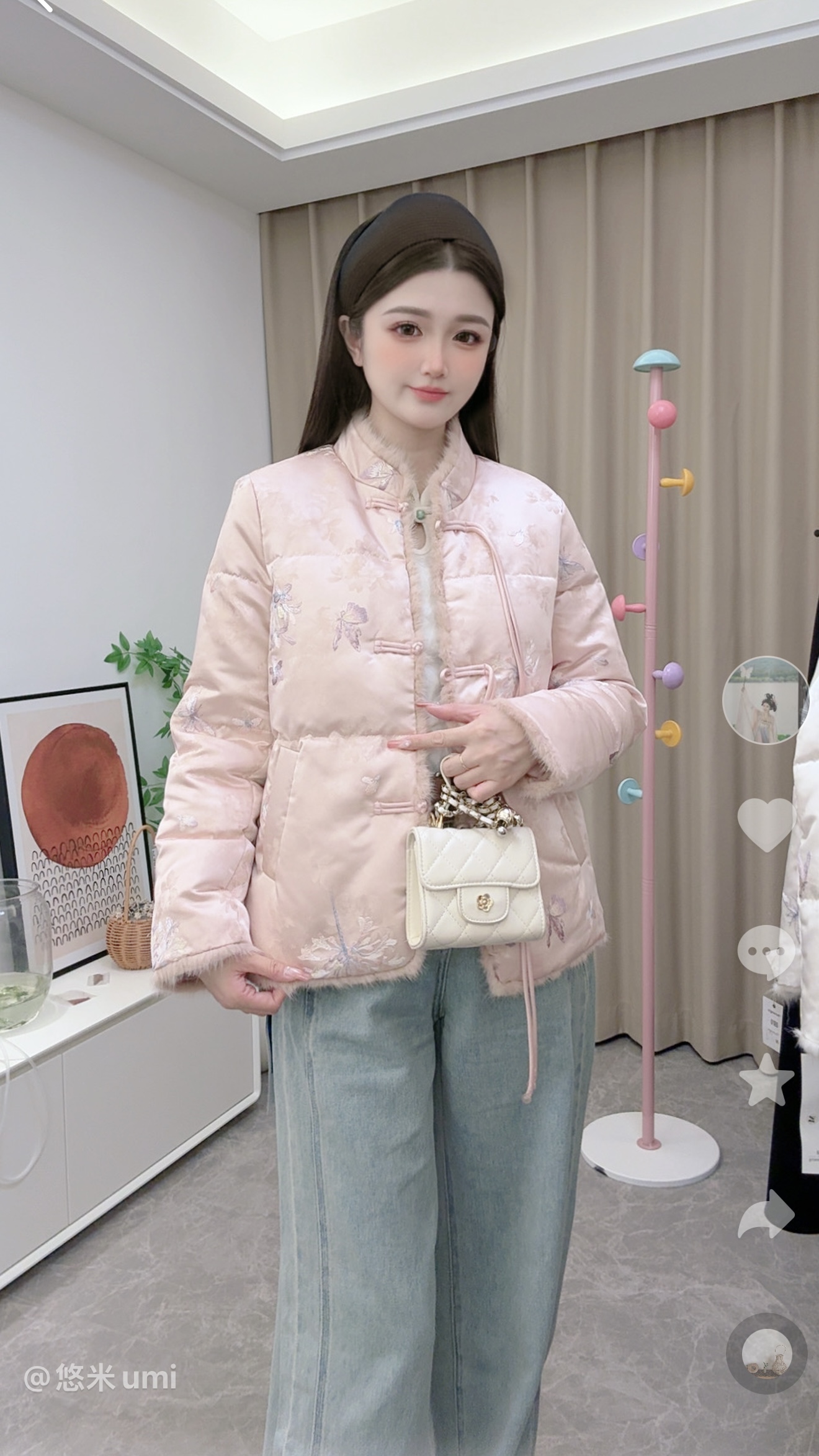 【UMI专属】新款新中式白鸭绒羽绒服时尚洋气拼接保暖外套 MG257181