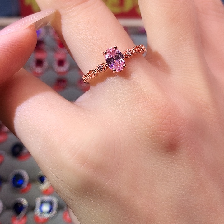 蓝宝石戒指银S925镶嵌