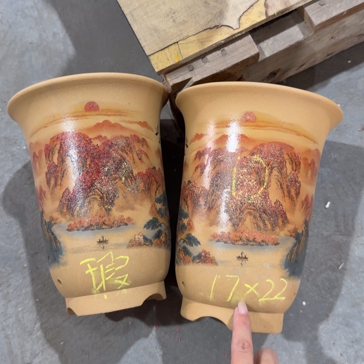 紫砂紫砂花盆破损补发高度22口径17俩只 微瑕画面