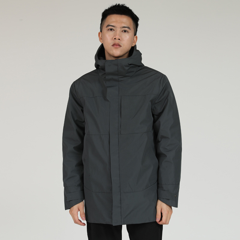 鸟家同款羽绒冲锋衣男士三合一可拆卸白鸭绒防水高端商务休闲外套