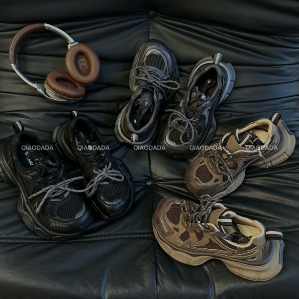 QIAODADA｜【巴家老爹】爆版网面拼色双鞋带小个子显高老爹鞋｜5公分