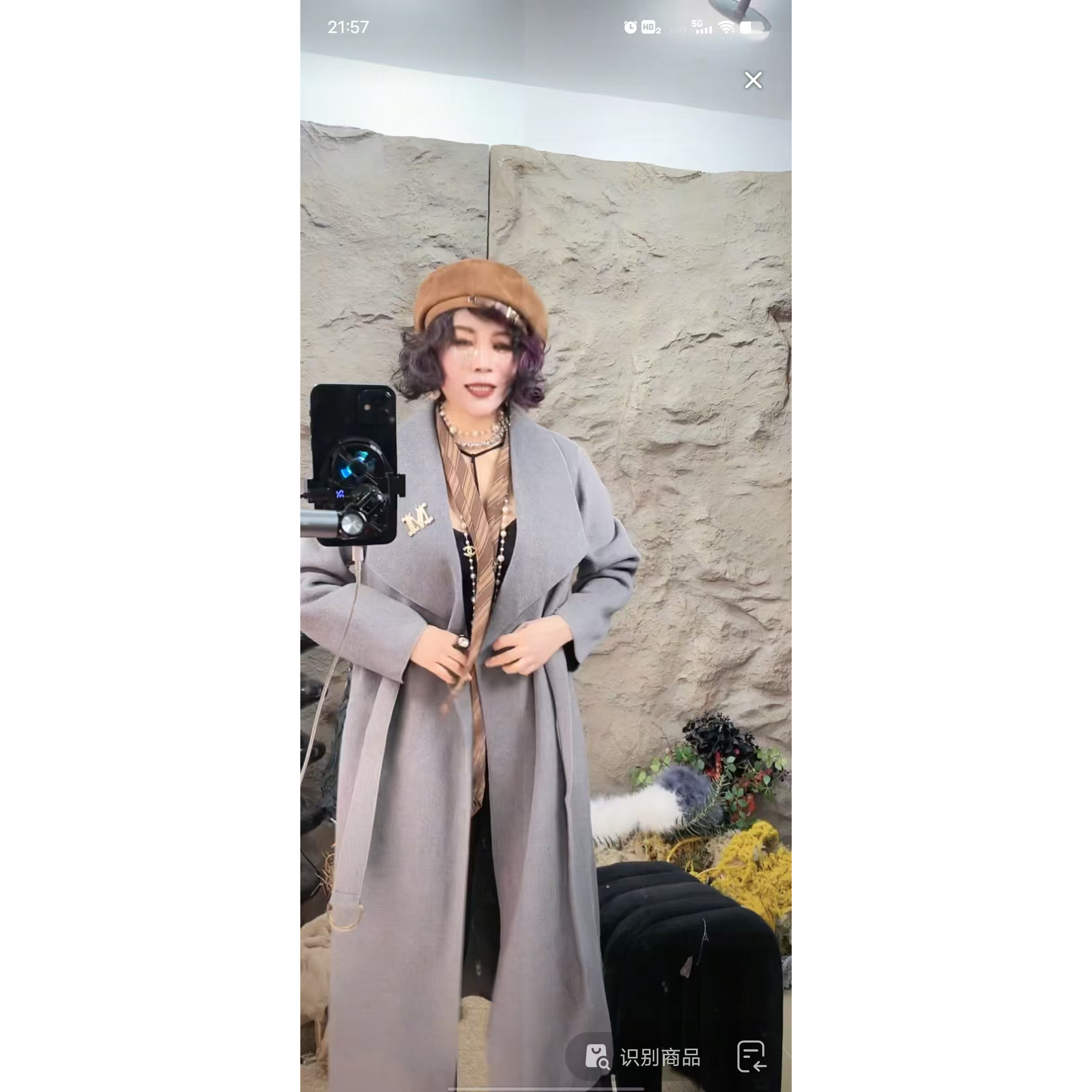 484-长款双面呢女装秋冬极简风法式短款双面毛呢外套+M胸针